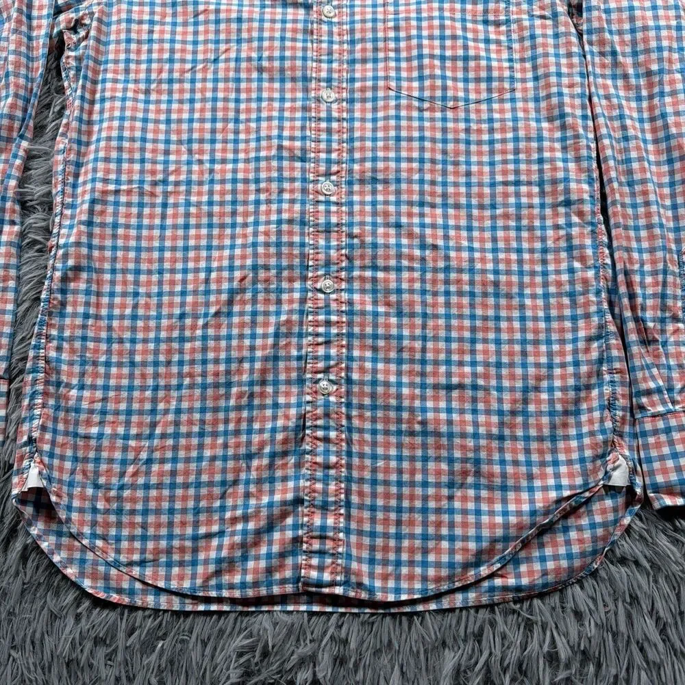 J Crew Shirt Medium Red Blue Button Up Ludlow Gingham Check Preppy Office Mens